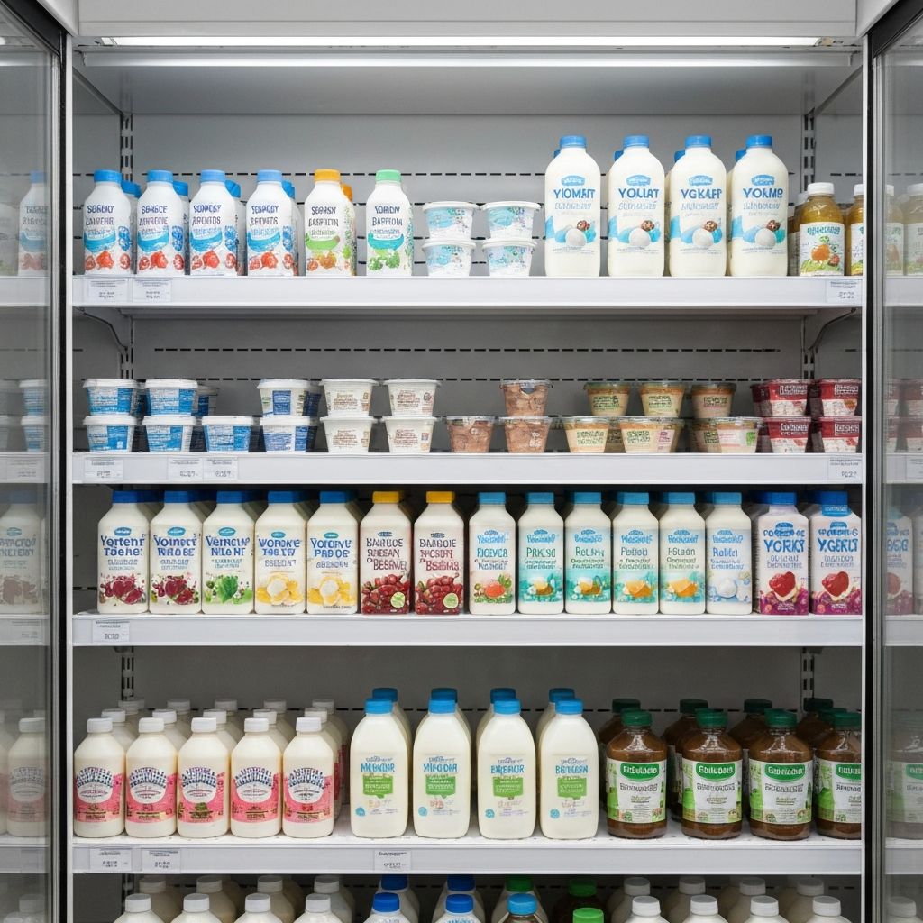 Kühlregal mit Milchprodukten